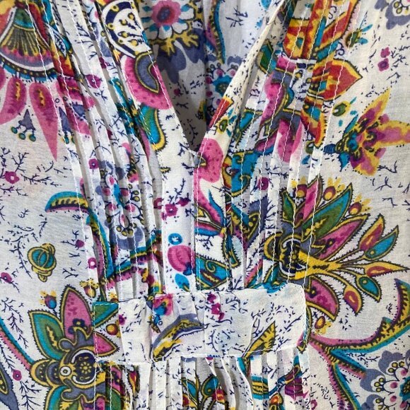 Womens Cabi Sleeveless V Neck Floral Tunic Side Slits White Pink Gray M - Picture 6 of 8